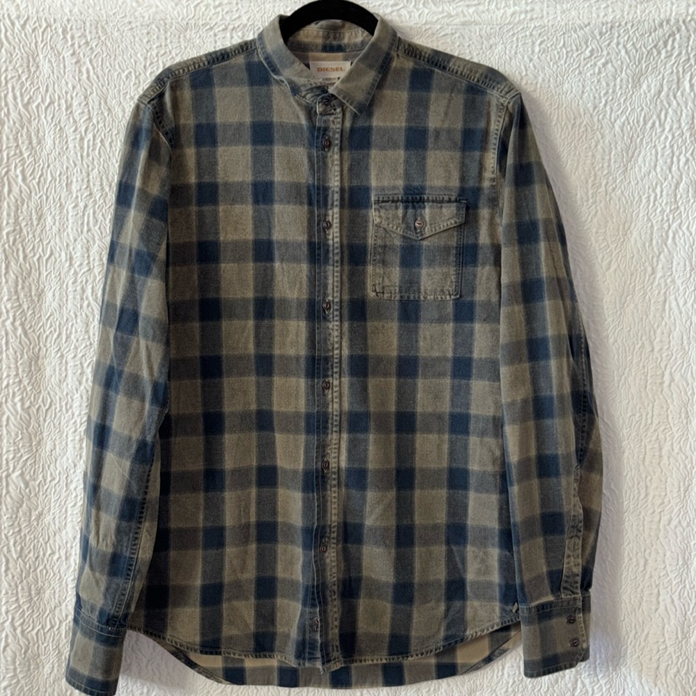 Diesel Checked Plaid Long Sleeve Button Down Shirt